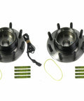 Premium Heavy Duty Front Wheel Hub And Bearing Assembly Pair Set For Ford Super Duty 4x4 Excursion 2002 2005 Road Ready showing two hub assemblies with wiring.