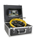 Super Handy Sewer Pipe Inspection Camera With Ten Inch Monitor Meter Counter Ip68 Hd Endoscope For Drain And Pipeline Wall Checks Includes Tough Carrying Case open showing camera and yellow cable.