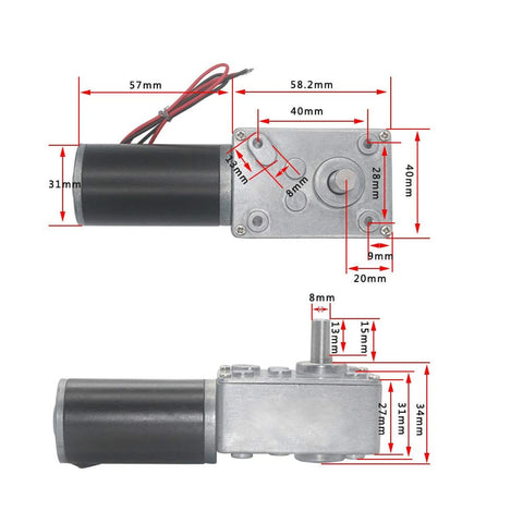 Heavy Duty Reversible Gear Motor 24V 8mm Shaft High Torque Electric Drive for Curtain Machines Advertising Equipment Window Opener and Smart Devices 100 RPM