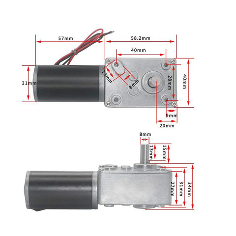 high torque 24V DC gear motor with 8mm shaft and metal gears perfect for robotics and automation, featuring speed reduction and ball bearings