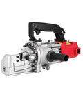 Power Cordless Rebar Cutter With Pure Copper Electric Motor For Fast Hydraulic Steel Rod Shearing Handheld Portable Plier Tool High Hardness Head For Construction Jobsite Heavy Duty Cutting Works close-up view showing the motor and handle.