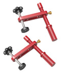 Two Pack Adjustable Bench Dog Clamps For Woodworking, 19mm CNC Machined Aluminum, fits 3/4 inch dog holes, red clamps