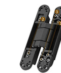 Invisible Hidden Door Hinge Pair For Real Wood Doors Adjustable Cross Frame showing heavy-duty black steel construction.