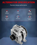 High Output 220 Amp 12 Volt Alternator For 2011 To 2018 Dodge Challenger Charger Durango And Jeep Grand Cherokee with specs.