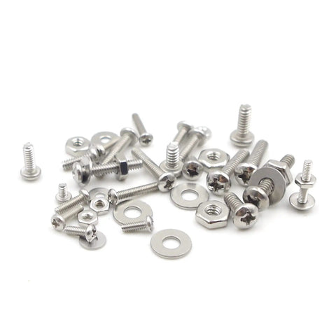 Stainless Steel 304 Phillips Pan Head Screws Set With Hex Nuts And Flat Washers, Coarse Thread, assorted sizes, 600 Pieces kit
