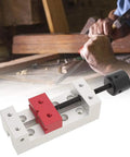 2 Inch Drill Press Vise Mini Bench Vice Clamp Flat Clamp For Tabletop Workbench with carpenter in background