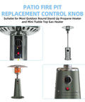 D Shape Heater Knob Replacement Kit Four Pack for patio heaters and grills shown on a stand-up propane heater.