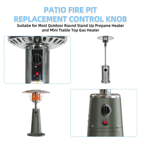 D Shape Heater Knob Replacement Kit Four Pack for patio heaters and grills shown on a stand-up propane heater.