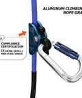 Pro Grade Arborist Tree Climbing Lanyard Heavy Duty Built To Last With Steel Core Rope and Aluminum Climbing Rope Grab