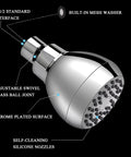 High Pressure 3 Inch Shower Head with Anti Clog Anti Leak Fixed Chrome Shower Head with silicone nozzles and brass ball joint