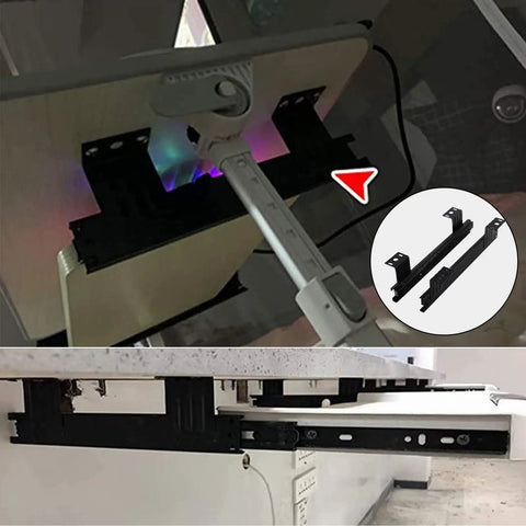 Badass Heavy Duty Keyboard Tray Guides With Ball Bearing Slides Three Fold Extensions Built To Last Thick Steel Rust Resistant Black Finish Smooth Desk Glides 12 inch mounted under desk