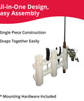Three Rack Fishing Rod Holder For Boat And Garage With Durable Weatherproof Construction shown with rod and pliers