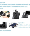 Drill Free Solar Panel Mounting Bracket Kit Seven Piece ABS with screws and corner brackets, DIY install options shown.