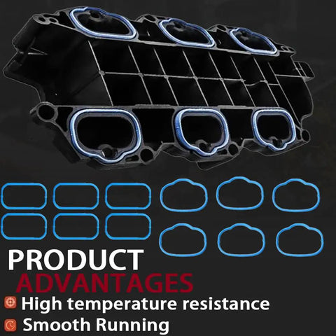 3.6L High Performance Valve Cover Gasket Set Plus Intake Manifold Gasket Kit For 2011 To 2020 Chrysler 200 300 Dodge Challenger Jeep Cherokee Wrangler Ram V6 Engines, black rubber gaskets