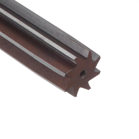 Close-up view of the tip of a Hand Reamer 22mm Alloy Tool Steel H8 with 8 straight flutes for precision drilling