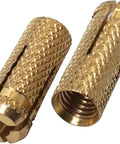 Brass Drop-In Anchors For Masonry, 13/32 Inch By 1-1/4 Inch M10 x 32 mm, Bolt Sleeve Expansion Dowels, shown from side angle