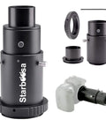 Variable Extension Telescope Camera Adapter for Canon SLR and DSLR Bodies to Telescopes with T2 Ring, parts displayed