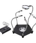 Soldering Helping Hands With 3X Magnifying Glass 4 Rotatable Alligator Clips Magnetic Base Stand Gooseneck Arms displayed