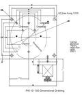 Technical drawing of Horizontal Rotary Table With Motorized Drive Worm Gear System Outer Ring Scale And PX110-150