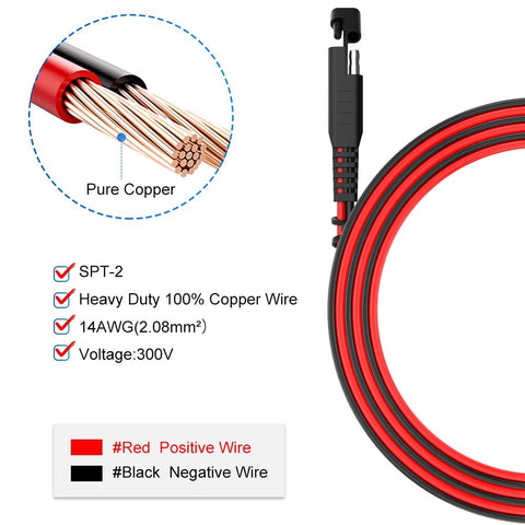 SAE Power Extension Cable 14AWG With Quick Connect And Disconnect for Automotive RV Motorcycle Solar Panel and Battery Charging
