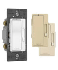 Smooth 450W Tri Color Rocker Dimmer Switch For Led And Cfl Bulbs 3 Way Dual Location Control showcasing black and beige finishes.