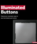 Wall Mounted Garage Door Opener With Lighting Control Wired Power Only No WiFi Needed Designed For Security Plus 2 Point 0 Openers Black Finish Easy Setup No Hassle Installation For Everyday Convenient Use, featuring illuminated buttons and black frame.