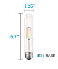 Vintage T9 LED Tube Bulb That Replaces 60W, 5W Draw, Dimmable Warm White 2700K, 5.7 inch Edison Style Clear Glass UL Listed E26 Base