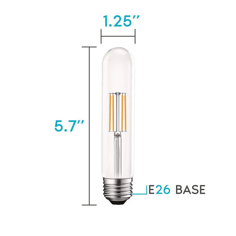 Vintage T9 LED Tube Bulb That Replaces 60W, 5W Draw, Dimmable Warm White 2700K, 5.7 inch Edison Style Clear Glass UL Listed E26 Base