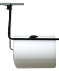 Heavy Duty Wall Mountable Bubble Wrap And Foam Roll Dispenser With Smooth Slide Cutter For Packing Stations includes white roll and assembly hardware.