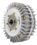Shell rotating hollow-shaft magnetic powder brake with aluminum housing and cooling fins, 24V hole-type (front view)
