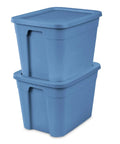Straight Up Beast Mode 18 Gallon Plastic Storage Bin With Secure Snap On Lid Stackable Heavy Duty Moving Container For Workshop Home Office Or Backyard Shed Blue stacked bins