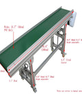 Industrial PVC Belt Conveyor With Double Baffle 110V 70.9 Inch Long 15.7 Inch Wide On Wheels Anti Static Adjustable Speed