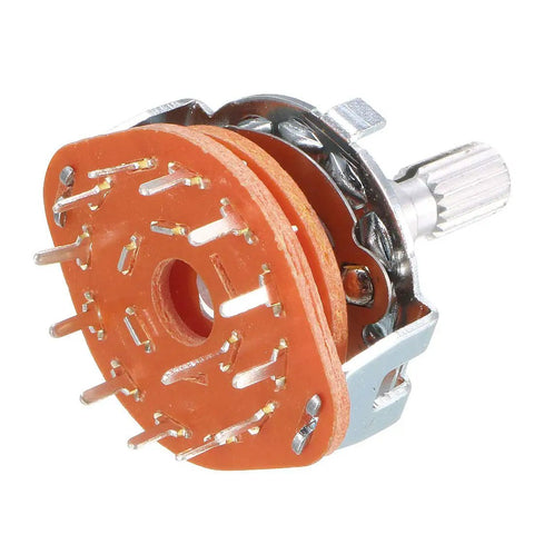 Five Pieces 1 Pole 12 Position Rotary Switch With 6mm Knurled Shaft 13 Pin Band Selector Metal And Plastic Construction Ideal For DIY Electronics Projects