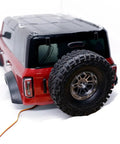 Rear view of TRX4 2021 Bronco 1/10 RC car with RC Light Strips Kit For TRX4 2021 Bronco bright brake and tail lights installed
