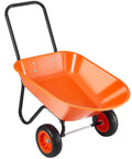 Heavy Duty Workhorse Garden Dump Cart With 5 Cu Ft Load And 397 Lb Capacity Two Wheel Wheelbarrow Easy Dump Design 10 Inch Wide Track Wheels Yard Wagon With Handle For Outdoor Lawn And Yard Use, orange cart on white background