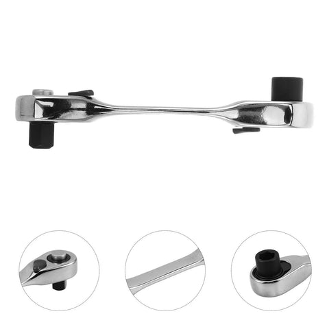 Real Deal Mini Double Ended Socket Ratchet Wrench With A Sweet Quick Direction Flip For Cranking Hex Fasteners In Those Awkward Tight Squeezes Around The Garage Shed, side view showing steel construction.
