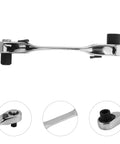 Mini One Quarter Inch Drive Reversible Ratchet Socket Wrench For Hex Bolts And Tight Squeeze Spots shown from the side view.