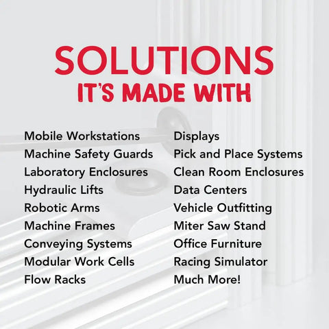 Text listing solutions using Centered Slide-In T-Nuts 10-32 For 10 Series Aluminum Extrusions.