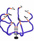 Flexible Third Hand Soldering Tool for Circuit Boards with adjustable gooseneck and 360 degree rotating alligator clips.