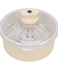 Straight Up Game Changer Electric Salad Spinner With Rapid Drain Tech That Cuts Water From Greens In Seconds, top view, beige plastic.