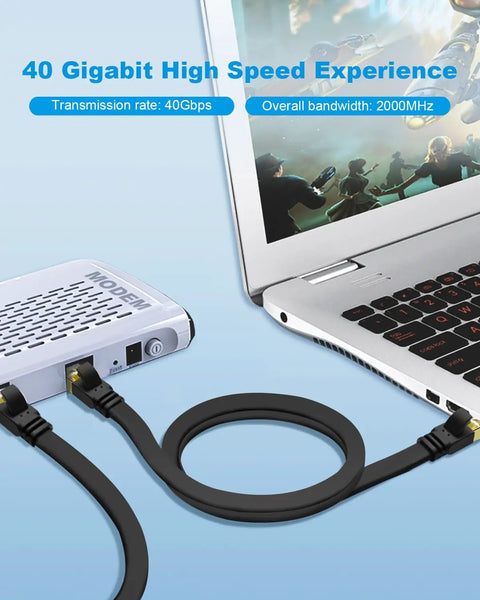 Flat Cat 8 Ethernet Cable 6ft 3 Pack SFTP High Speed 40Gbps 2000MHz for gaming PC connecting modem to laptop