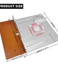Bully Tough Aluminium Router Table Insert Plate With Wood Milling Flip Board and Backing Gauge Set For Plug And Play Bench Setup Featuring Dang Accurate Center Bushing Plus Killer Rail Guides size and dimensions diagram.