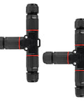 2 Pack Waterproof IP68 Outdoor Wire Connector Two Pin Junction Box, T-shape, black with red seal, two-way cable connector.