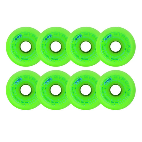 8 Pack Inline Skate Wheels Outdoor Indoor 72mm 76mm 80mm 84A Wear Resistant Replacement Rollers, lime green