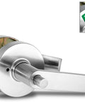 ADA Compliant Privacy Lock With One Touch Push Button Lever For Single Egress, Left Handed, Satin Chrome Finish with vacant indicator