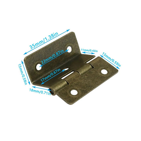 Vintage Triple Fold Cabinet Hinge With Screws Bronze Finish 36x12mm Five Hole Antique Iron Hinge for Jewelry Boxes