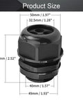 M40 Cable Gland With 4 Holes Waterproof Nylon, Adjustable Locknut For 12 to 10mm Wire Diameter, 1 piece with product dimensions