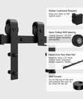 12 Foot Bypass Sliding Barn Door Hardware Kit With Single Track For Double Doors, Heavy Duty Steel Rails And Pulleys details