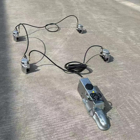 DLFZWB hydraulic trailer brake system with four actuators and central control box, 2-inch hitch ball.
