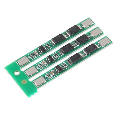12 Pack 1S 3.7V 4A BMS Protection Board for 18650 Lithium Ion Cells, featuring circuit components and connectors for battery safety.